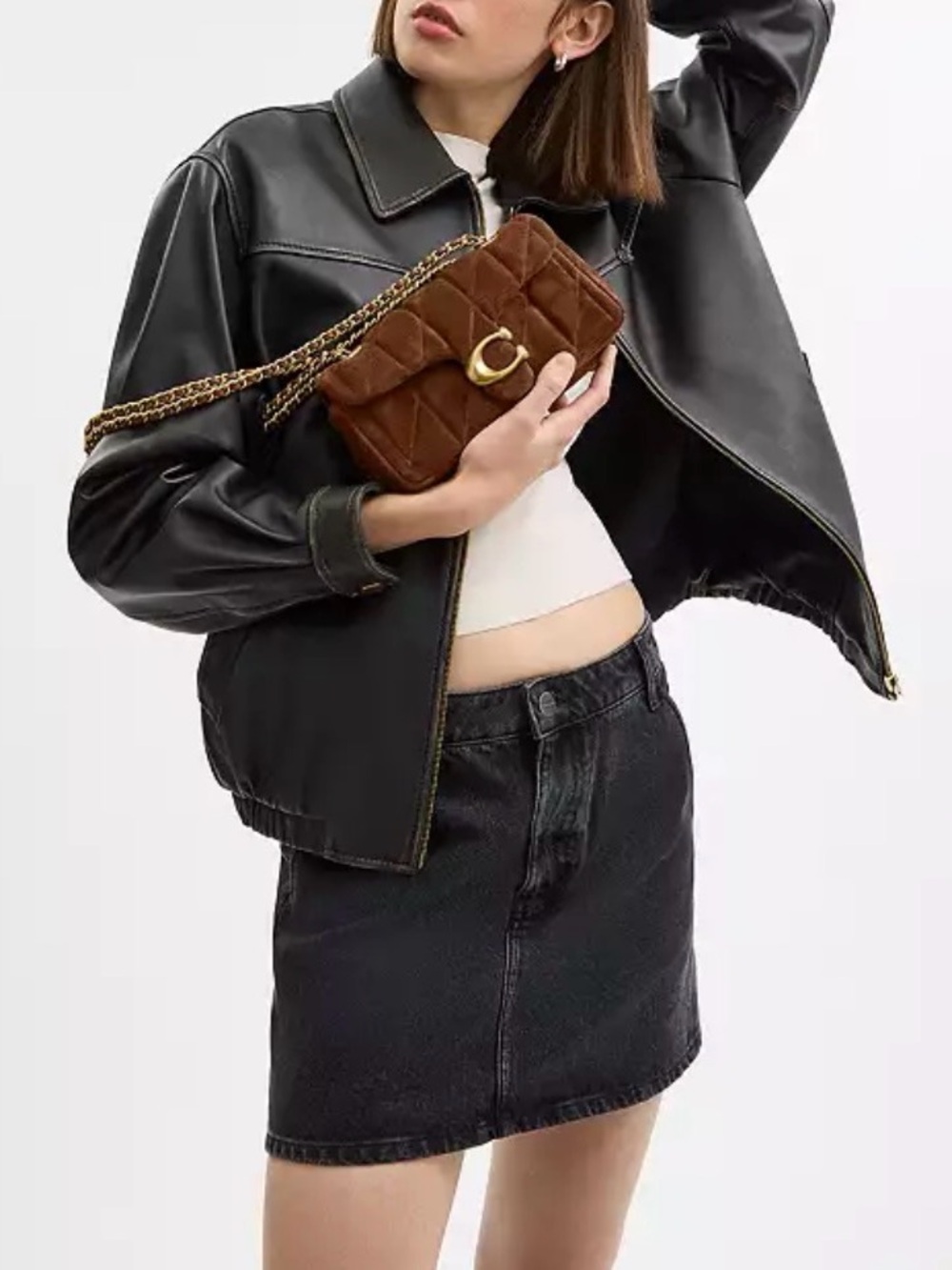 NWT❤️Coach Tabby Shoulder Bag 20 With Quilting Suede Warm Brown Crossbody CCK48 - Picture 11 of 12